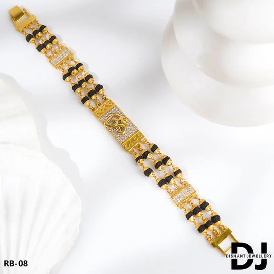 3 Line OM Rudraksha Gold Bracelet for Men.(RB-08)