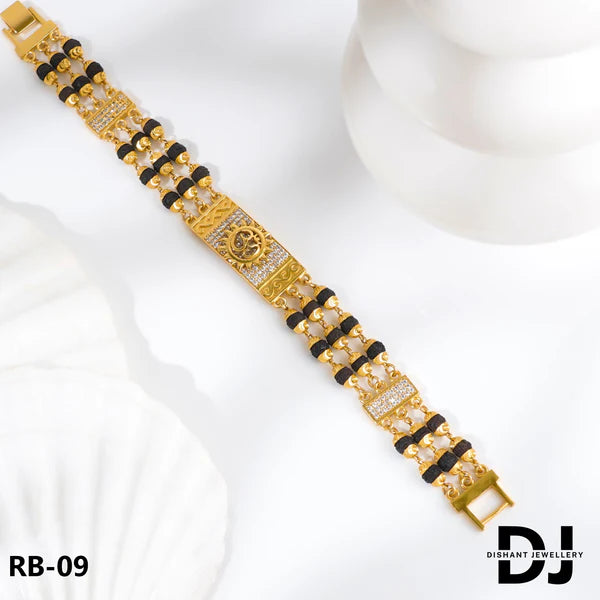 Extra ordinary Design 3 Line OM Rudraksha Gold Bracelet for Men.(RB-09)
