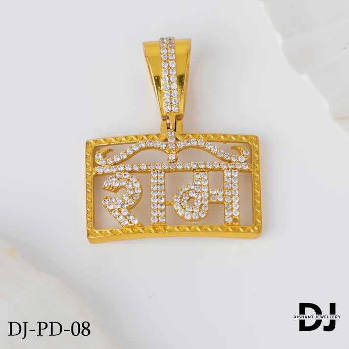 New RAM Square Gold Pletted Design Daimond Pendant.(PD-08)