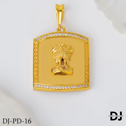 New Satyamev Jayate Diamond Gold Pletted Design Pendant.(PD-16)