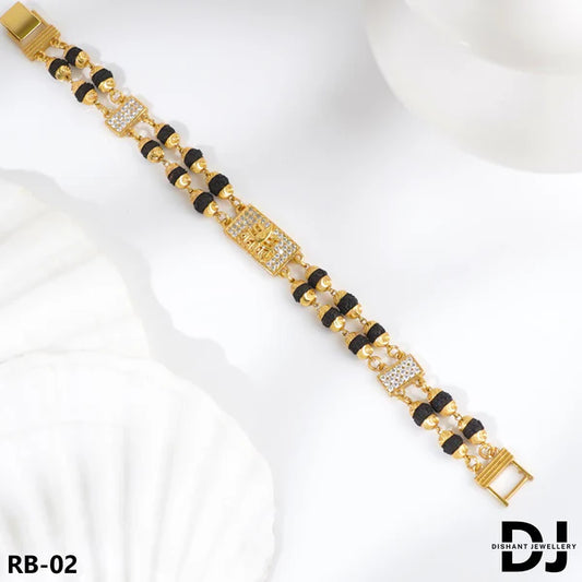MAHAKAL Design 2 Line Rudraksha With Diamond Gold Bracelet for Men.(RB-02)