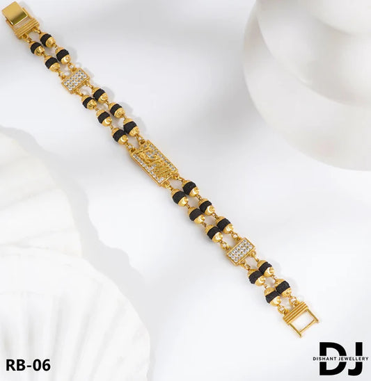 RAM Design 2 Line Rudraksha With Diamond Gold Bracelet for Men.(RB-06)