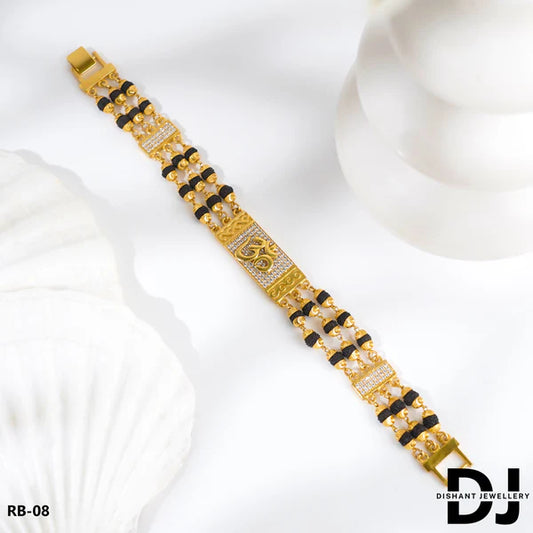 3 Line OM Rudraksha Gold Bracelet for Men.(RB-08)